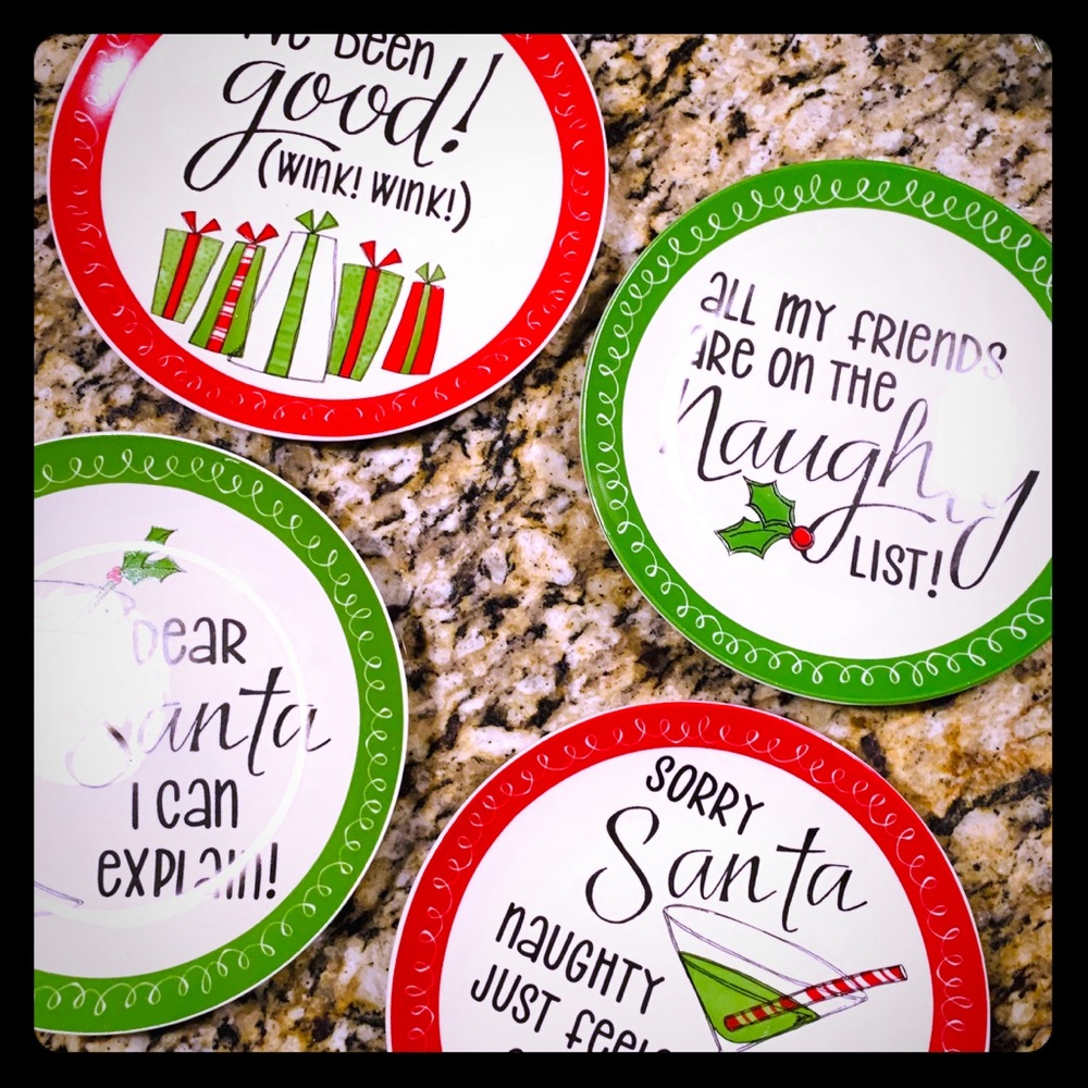 Christmas Cocktail/Appetizer Plate Set! New! FUN!